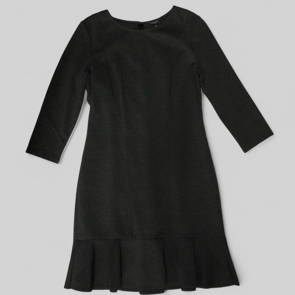 ❄️Ann Taylor Flounce Hem Dress. Heather Charcoal Grey. Size 8. - Picture 3 of 14